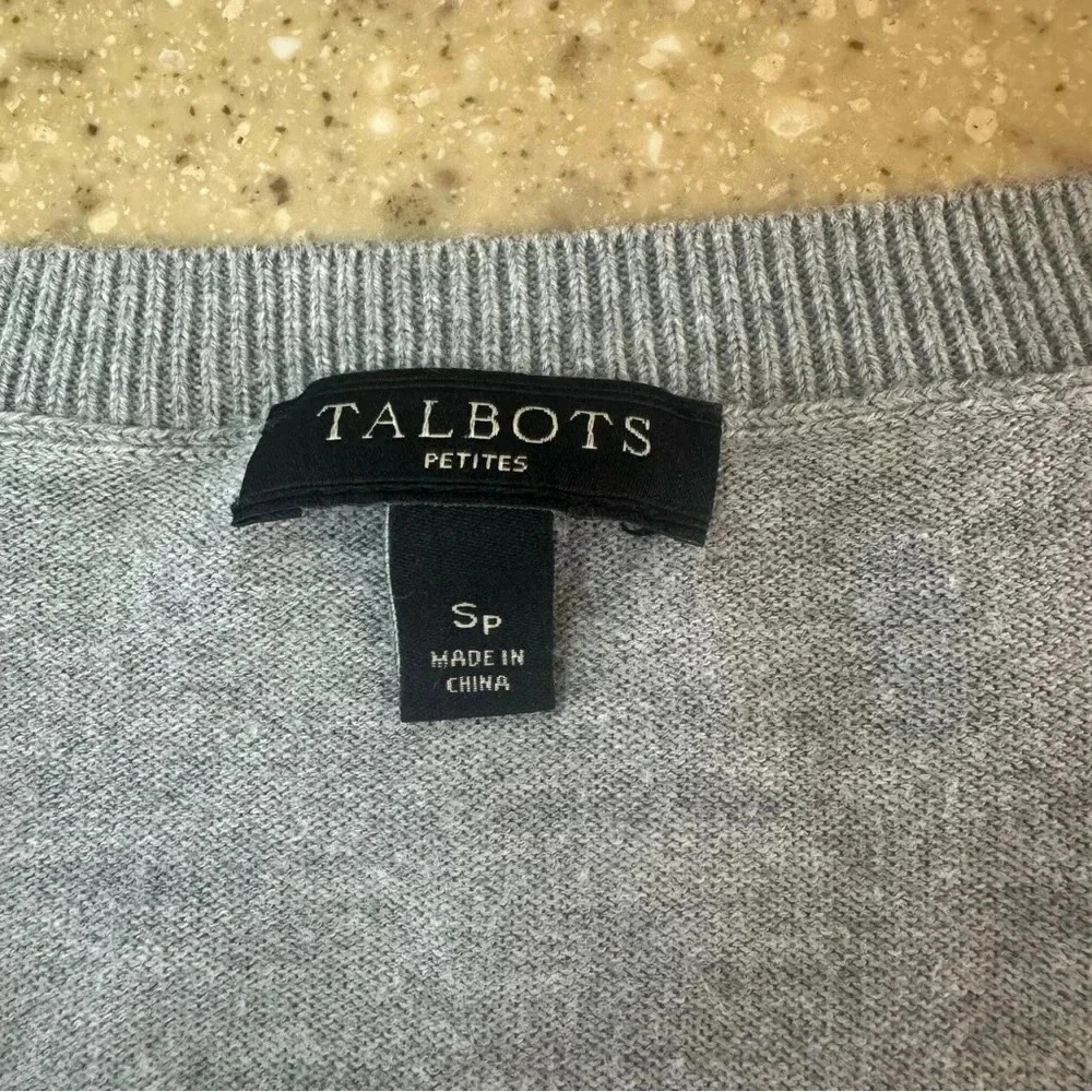 Talbots Classic Gray Beaded Dots Sweater SP /Small Petite - Picture 6 of 8